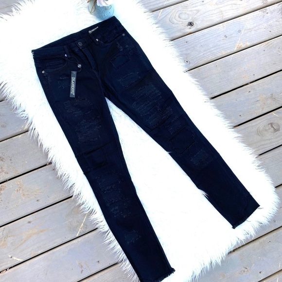 Blank NYC black distressed patch skinny jeans - Picture 4 of 6